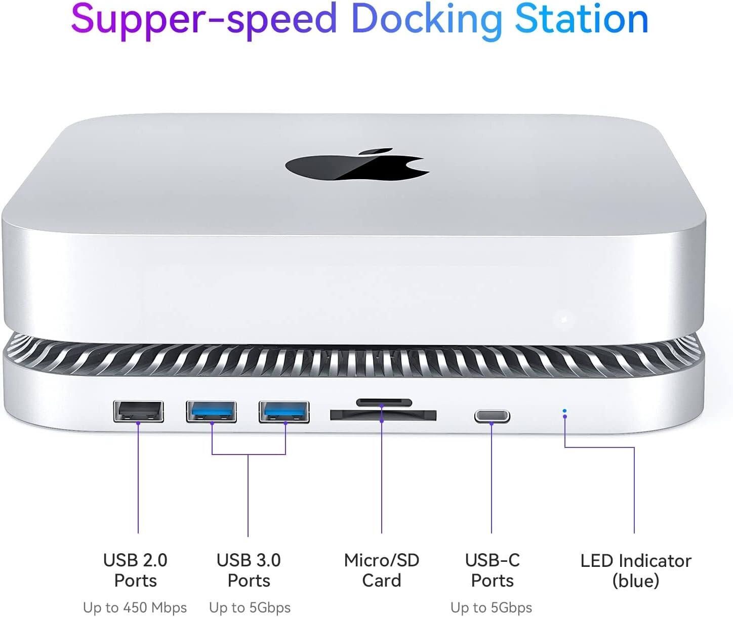 Docking station pour Mac Mini M1 support multi-port avec lecteur SD TF USB C - 2