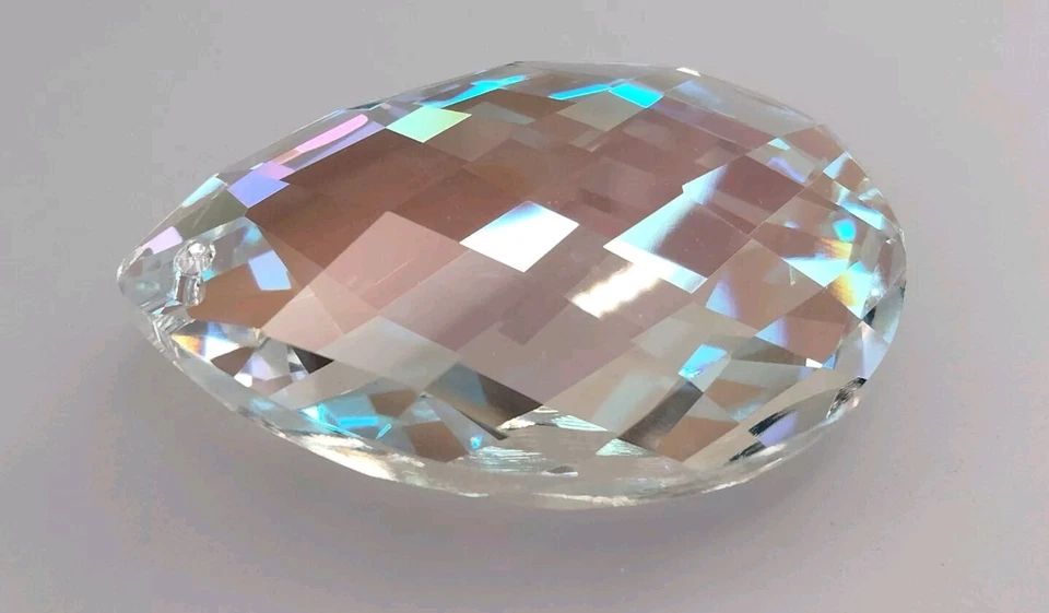 1 件-SWAROVSKI® 水晶 #8741 透明蓝色 AB 38 毫米吊坠珠✨非常复古/罕见 — 第 2/4 张图片