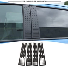 Black Window B Pillar Posts Cover Trim Sticker For Chevy Silverado 1500 2019+