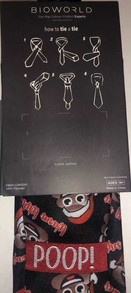 Corbata de cuello emoji de caca negra roja blanca deseos cálidos hombres OSFM Navidad vacaciones píxeles Foto 4 de 4