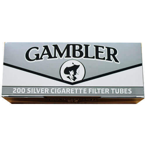 Gambler Tube Cut Silver Ultra Light King Size Cigarette Tubes 5 Boxes