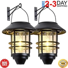 2 Pack Security Solar Hanging Lanterns Outdoor, Solar Wall Lights Outdoor, Solar