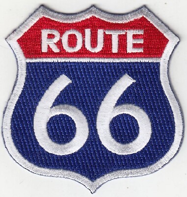 5 Pcs ROUTE 66 (R/Blue) Embroidered Patches 3''x3'' iron-on