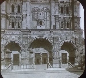 Central Portal, Church of St. Michel, Dijon, France, Magic Lantern Glass Slide