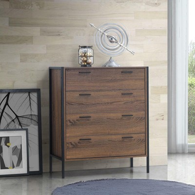 Stretton Rustic Chest 4 Drawers Bedroom Living Room Storage Wenge