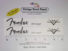 Fender Modern Jazz Bass Headstock Waterslide Decals Custom Shop LASER PRINTED