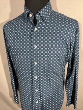 Alan Flusser Mens Blue Floral Pattern Button Up Long Sleeve Shirt Sz Large EUC