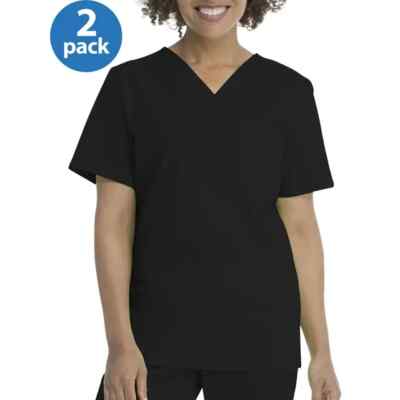 Scrubstar Unisex Core Essentials Antimicrobial V-Neck Scrub Top Size S Black -O7