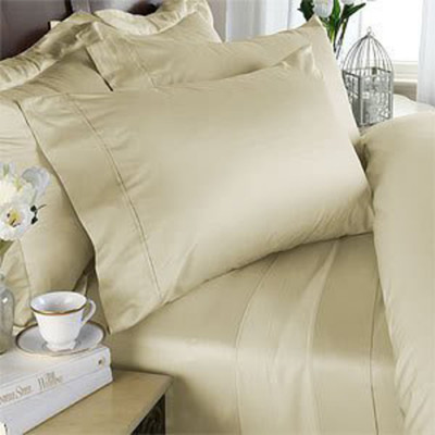 King Size Ivory Solid 4 Piece Sheet Set 1000 Thread Count 100% Egyptian Cotton