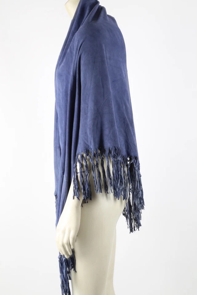 Saia top cachecol Bottega Ricasoli azul camurça falsa borlas envoltório - Imagem 4 de 4