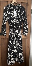 SIZE MEDIUM ZARA NEW WOMAN SS23 ECRU BLACK PRINT SHIRT DRESS REF:8691/220