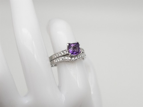 Simon G 10.000 $ 2 kt ZERTIFIKAT NO HEAT lila Saphir Diamant 18 kt Weißgold Ring SET - Bild 2 von 10