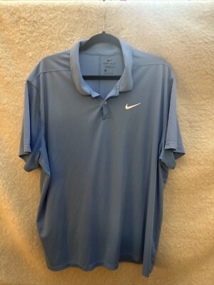 Nike Golf Shirt Men's XXL TTG EEG Polo Short Sleeve Blue Dri-Fit