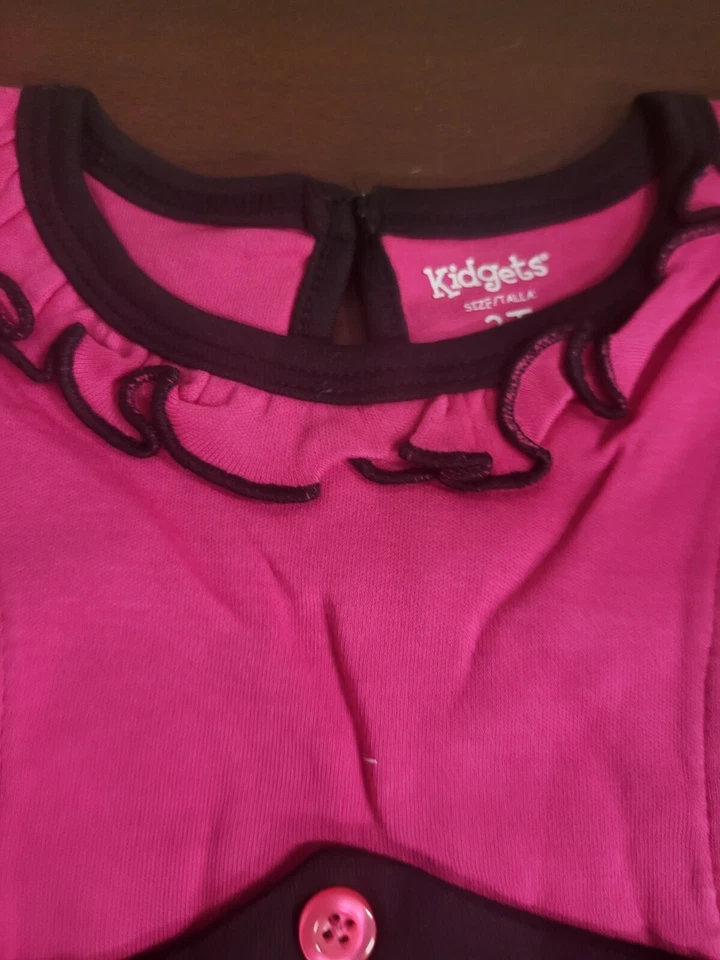 女童上衣长袖褶边粉色 3T 儿童幼儿服装 — 第 3/4 张图片