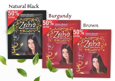 10 PACKS Zeba Indian NATURAL Henna Hina Hair Colors Amla Aritha