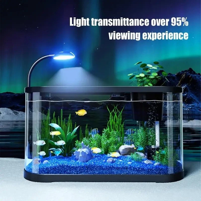 Cool Aquarium Kit Small Fish Tank Beginners With Light And Hydroponic Basket - image 2 of 4