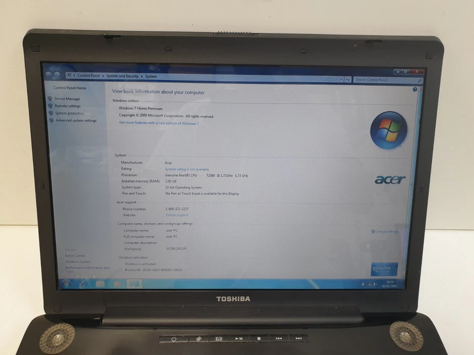 Toshiba Equium A200-15L P  Pentium T2080  1.73GHz - 2GB - 15.4" 160gb - Image 3 of 4