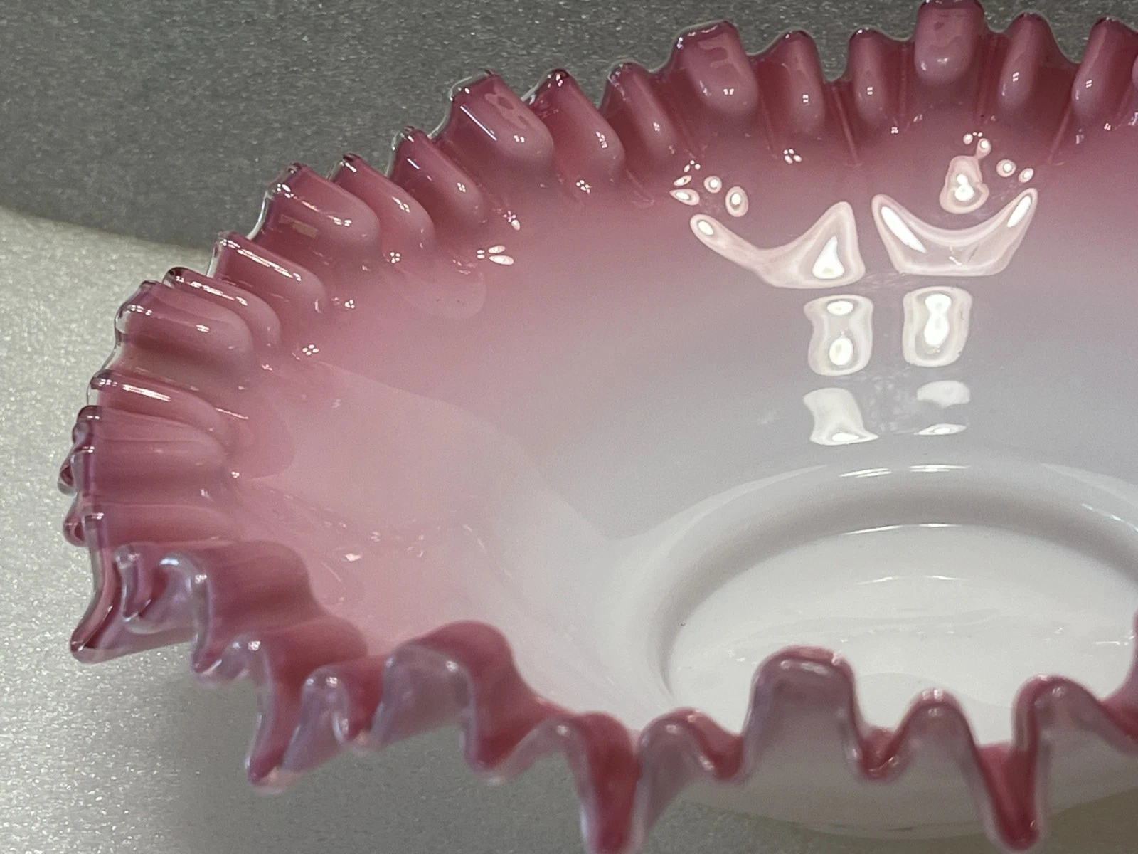 Fenton Pink Glass Bridal Basket Bride's Bowl Ruffled 11" Antique - Picture 9 of 12