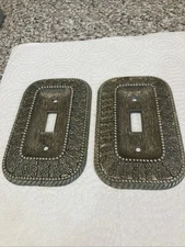 2 Vtg MCM Metal Ornate Light Switch Covers 1968 American Tack & Hardware 50T