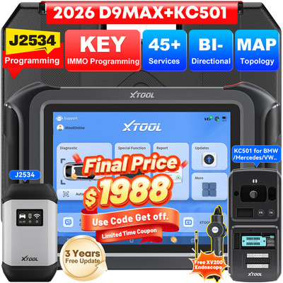 2026 XTOOL D9MAX+KC501 IMMO Key Programming J2534 Programming Diagnostic Scanner