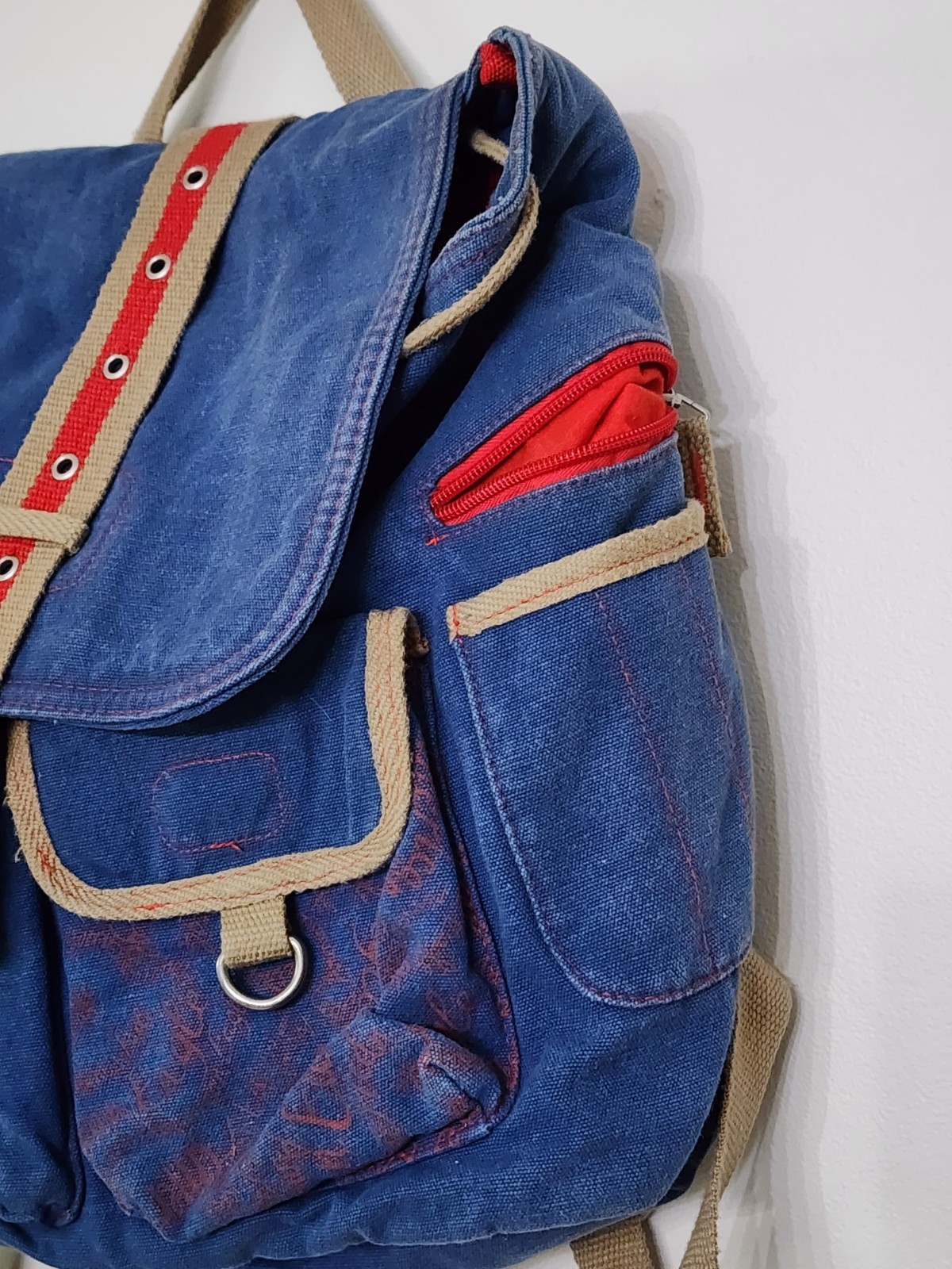 American Eagle Blue Denim Drawstring Backpack Bag… - image 3