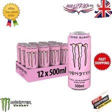 Monster Energy Drink Ultra Strawberry Dreams Zero Sugar 500ml Pack of 12 New