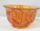 Vintage Saw Tooth  Marigold Carnival Glass 8" Floral Bowl