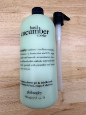 Philosophy Basil Cucumber Cooler Shampoo Shower Gel  Bubble Bath 32oz NEW