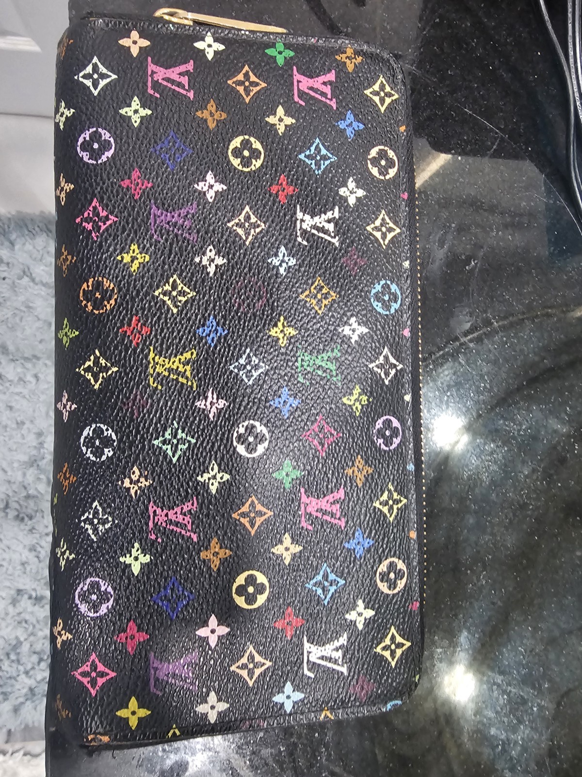 LOUIS VUITTON  Monogram Multicolor Takashi Murakami Zippy Long Wallet*Black