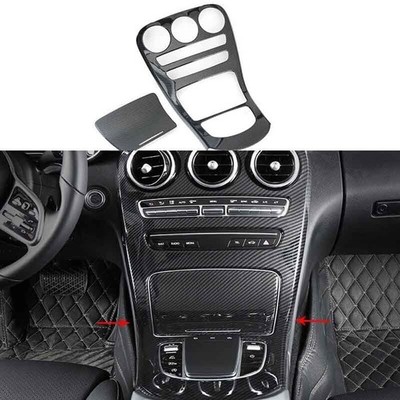 Central Console For Benz C-Class 19-21 Cover Trim Gear Shift Carbon Fiber Style