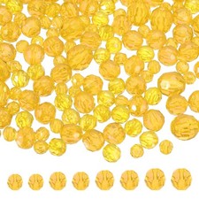 850 Pcs Acrylic Round Faceted Beads 6mm 8mm 10mm 12mm Loose Bead, Golden Yellow