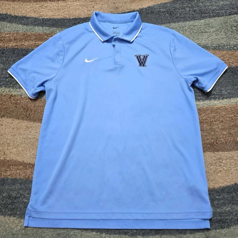 Nike Villanova Polo Azul Claro L Para Hombre Dri-Fit Golf Rendimiento Camisa Foto 2 de 4