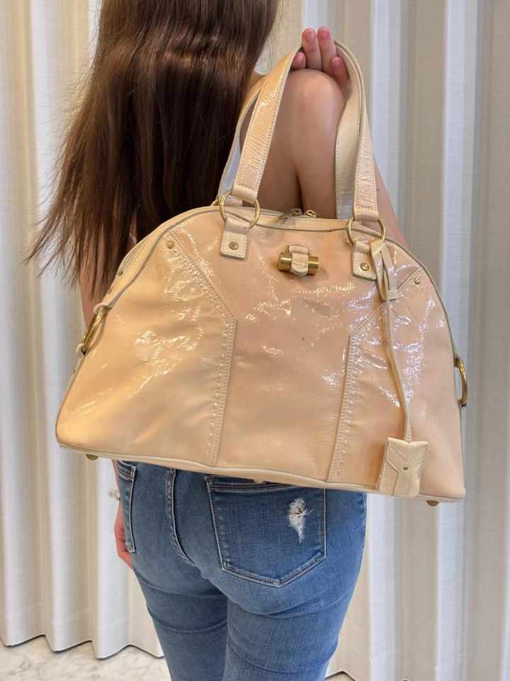 YSL Muse Handbag  Pink Patent Leather Tote Bag - Image 4 of 4