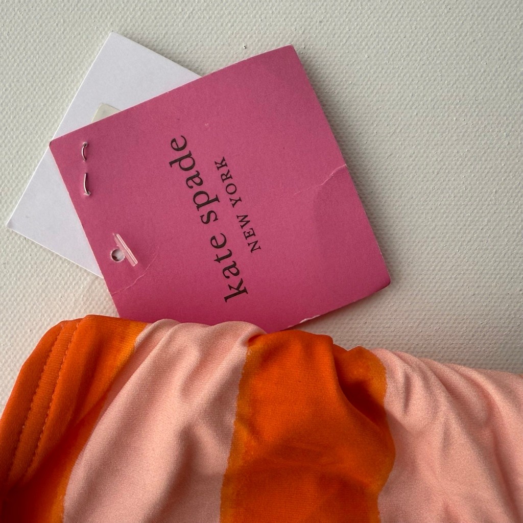 Women's Kate Spade Orange Pink Striped Bikini Top M thumbnail 3