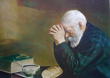 GRACE - man praying at a table 5 x 7 inch PREMIUM GLOSSY Print