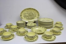 12 Place Setting Royal China Bucks County Vintage Dishware Set Yellow 47 Pcs