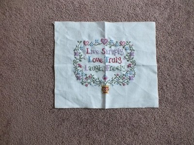 Collectible Cross Stitch Needlepoint Sampler LOVE 7x6 worked area 9.5x11.5 cloth