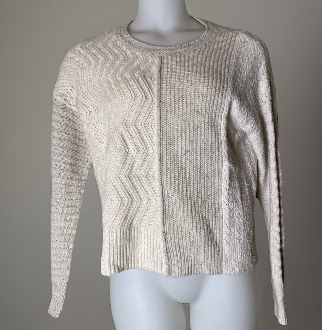 Margaret O’Leary Sweater Medium Patchwork cable k… - image 6