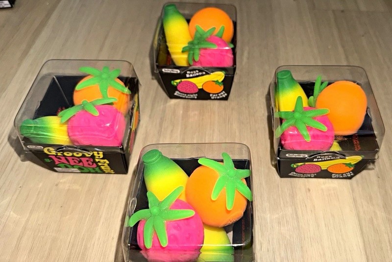 Schylling Groovy Nee Doh Fruit Tactile Sensory Squeeze Toy, Multicolor