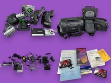 Sony JVC Canon Fuji FIlm Kodak Camera Job Lot Camera Parts / Repair Cables Bags