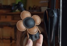 Real Leather Flower Bag Charm Pendant Handmade Handbag Accessories Women Gift