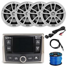 Infinity Bluetooth Marine FM Radio Receiver,, 4x 6.5" 225W Speakers, Accessories