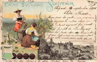 LAUSANNE VD Panorama Weinlese Werbung Cacao Suchard Kuenstlerkarte