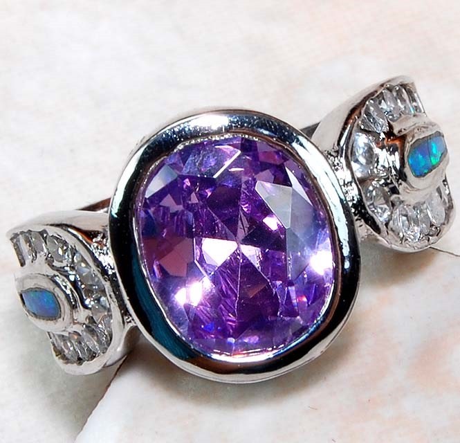 3CT Amethyst 925 Solid Sterling Silver Ring Sz 8 GA3-7
