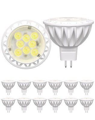 GOHDLAMP MR16 LED Bulbs 12-Pack 6000K Cool White 5W GU5.3 Spotlight Bulb,