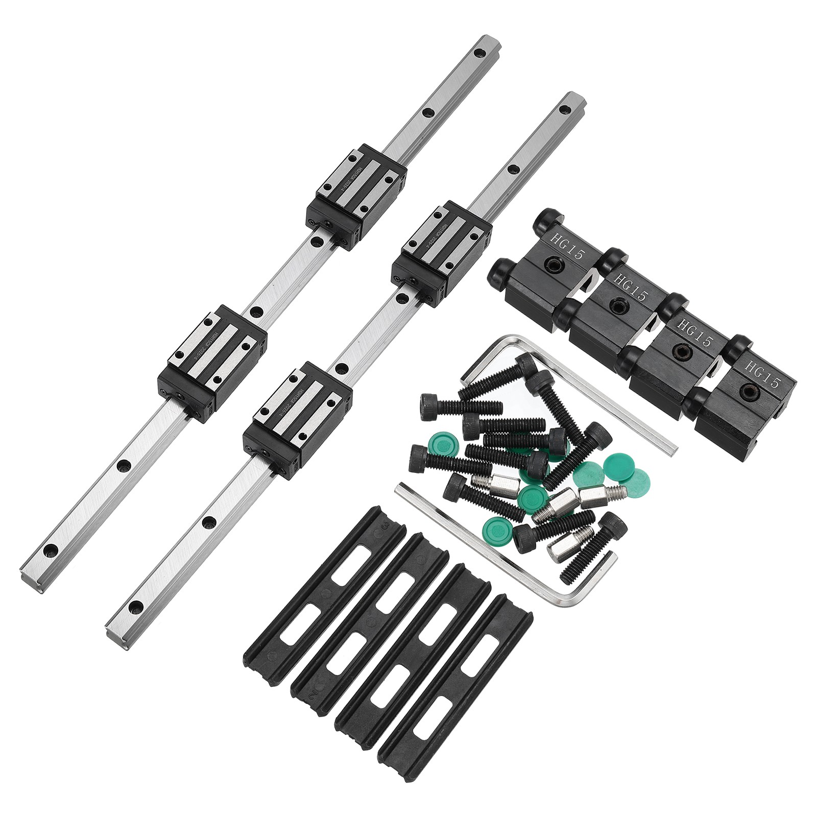2Pcs HGR15 450mm Linear Guide Kit with Linear Rail and HGH15CA Carriage Block