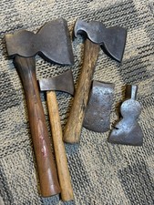 Vintage lot of 5 axe hatchet heads old farm homestead carpentry camping tool