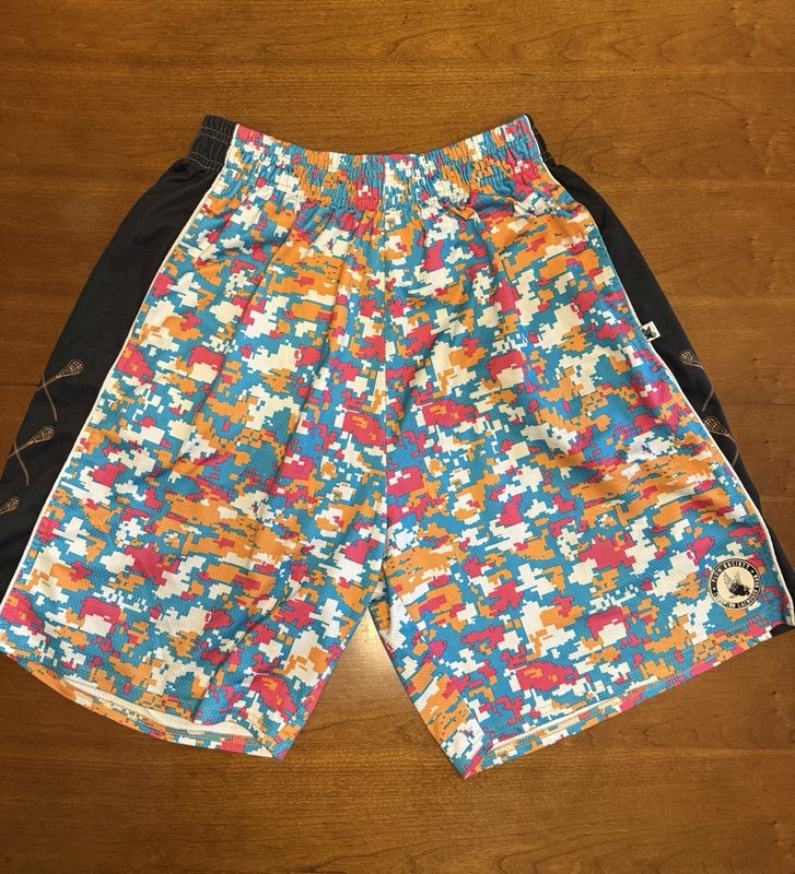 Flow Society Lacrosse Shorts Colorful Camouflage Print Size Youth XL
