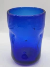 Blenko Cobalt Blue Smooth Finish Dimple Glass Handblown Drinking Tumbler 4.5"
