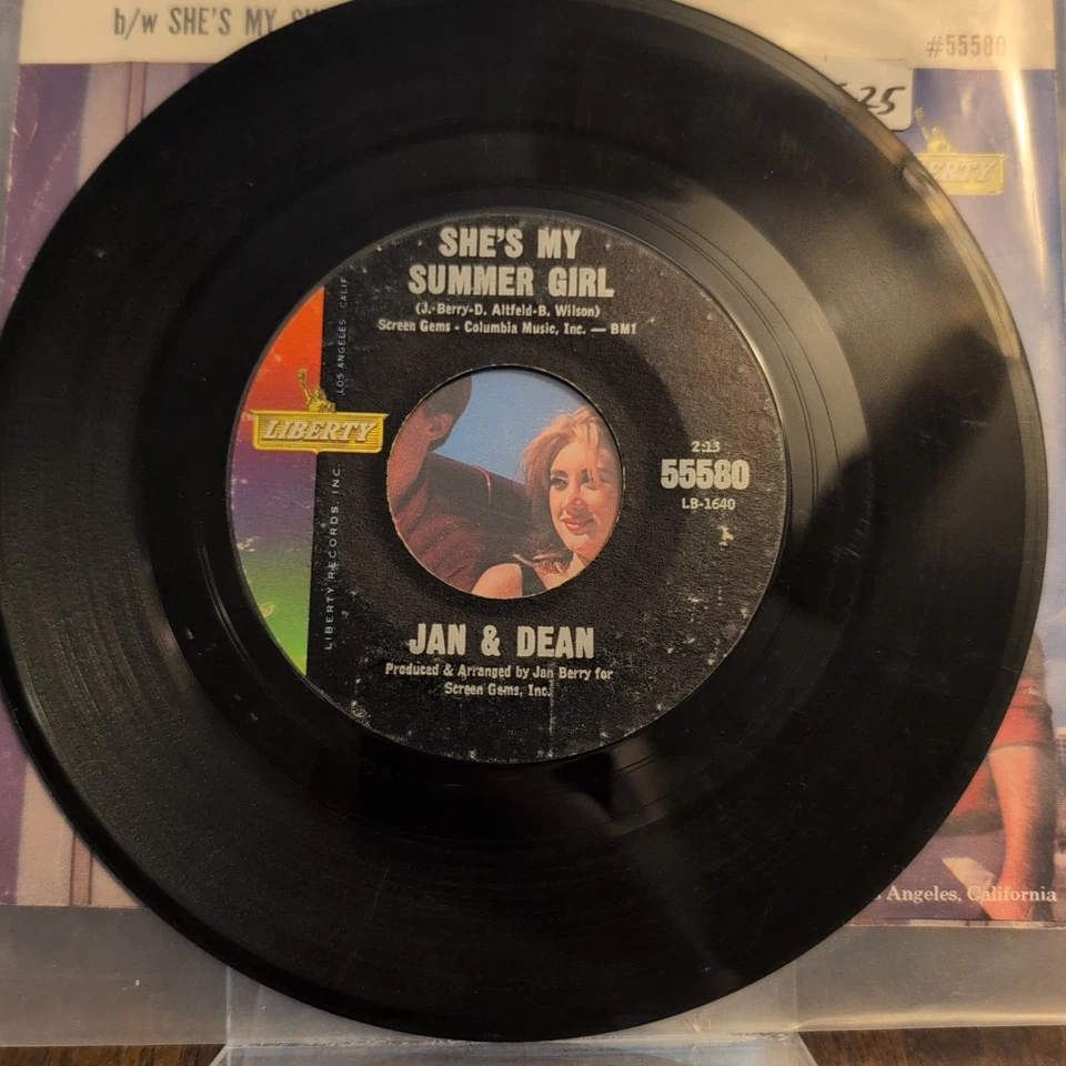 Jan & Dean SURF CITY/SHE'S MY SUMMER GIRL(SURF ROCK 45/PS) #55580 PLAYS VG++ Foto 3 de 3